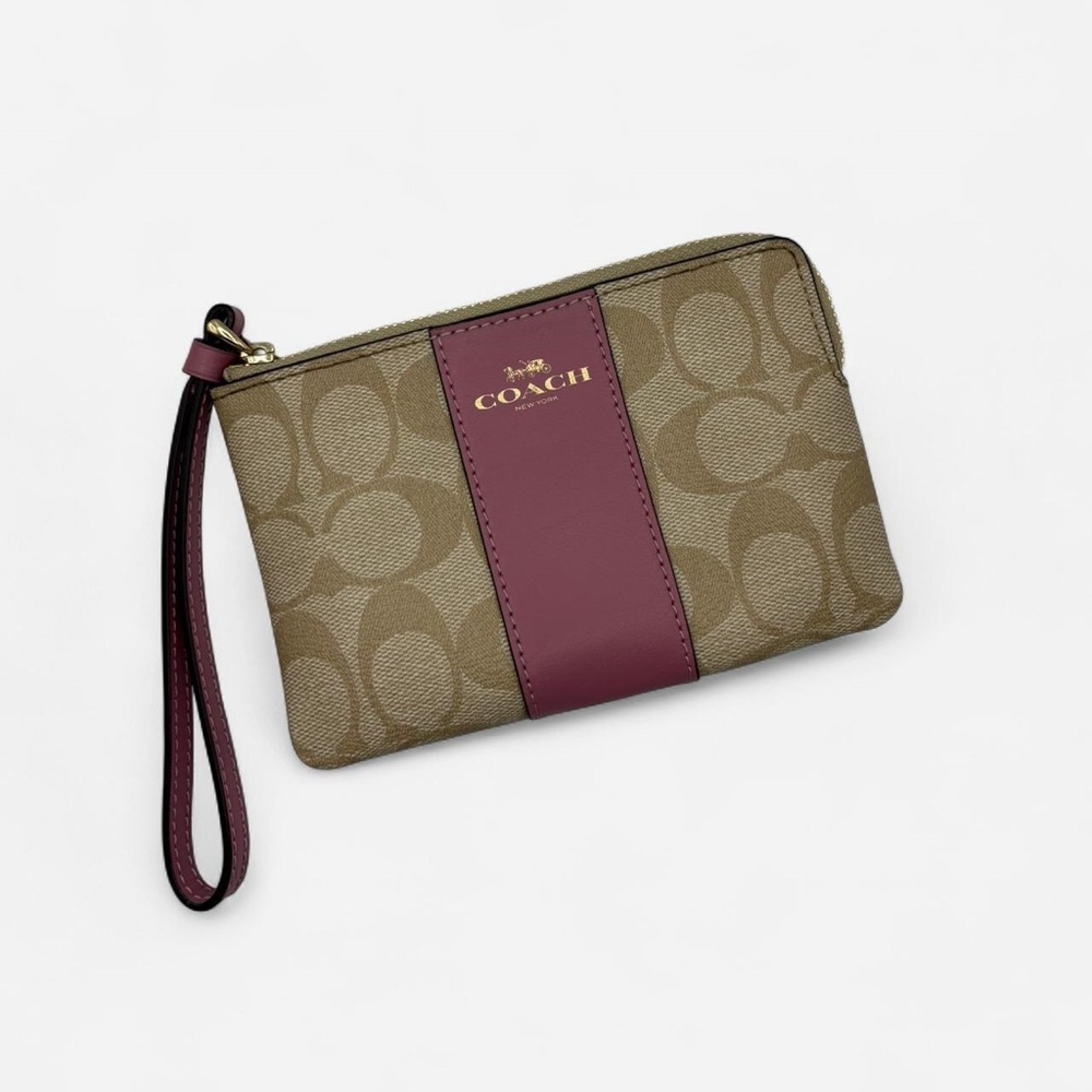 Coach Corner Zip Wristlet in in Tab and Rose/Pink